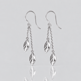 Martina Hamilton Fiadh | Sterling Silver Double Leaf Chain Drop Earrings
