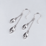Martina Hamilton Fiadh | Sterling Silver Double Leaf Chain Drop Earrings