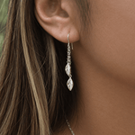 Martina Hamilton Fiadh | Sterling Silver Double Leaf Chain Drop Earrings