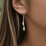 Martina Hamilton Fiadh | Sterling Silver Double Leaf Chain Drop Earrings
