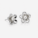 Martina Hamilton Forget Me Not | Sterling Silver and Pearl Stud Earrings Small