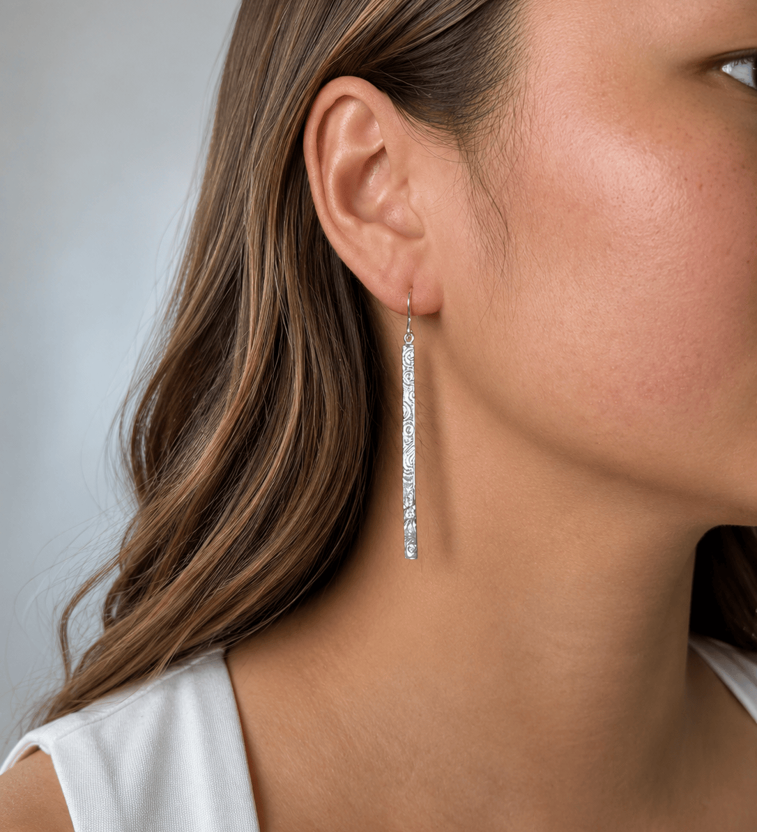 Martina Hamilton Heaven | Sterling Silver Bar Drop Earrings Large