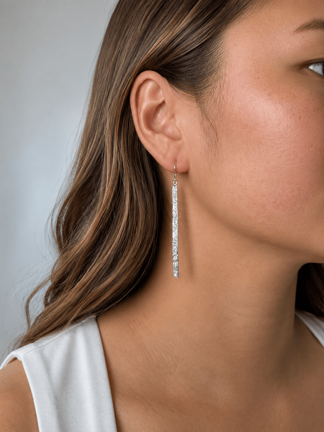 Martina Hamilton Heaven | Sterling Silver Bar Drop Earrings Large