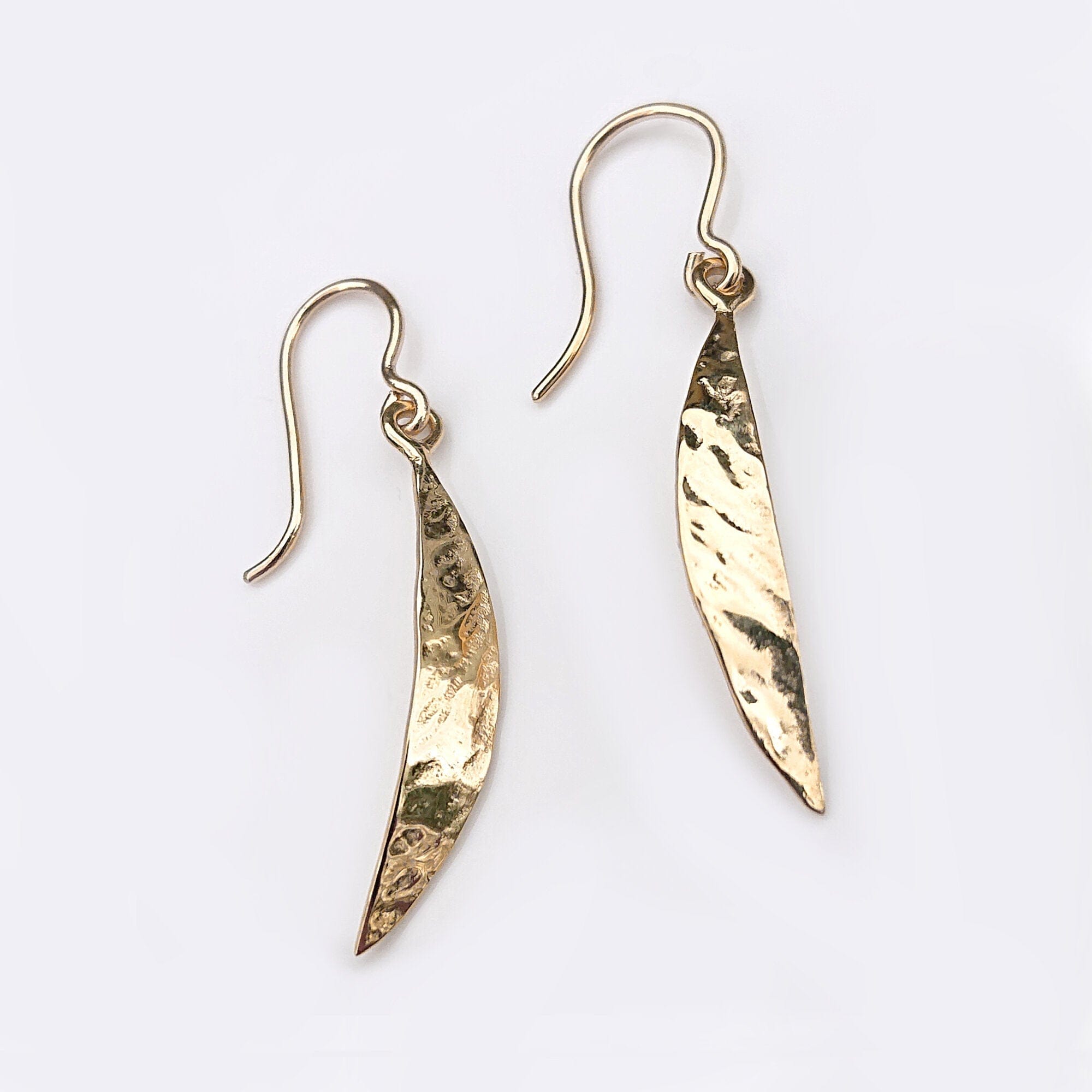 Martina Hamilton Leaf | 9ct Solid Gold Crescent Drop Earrings