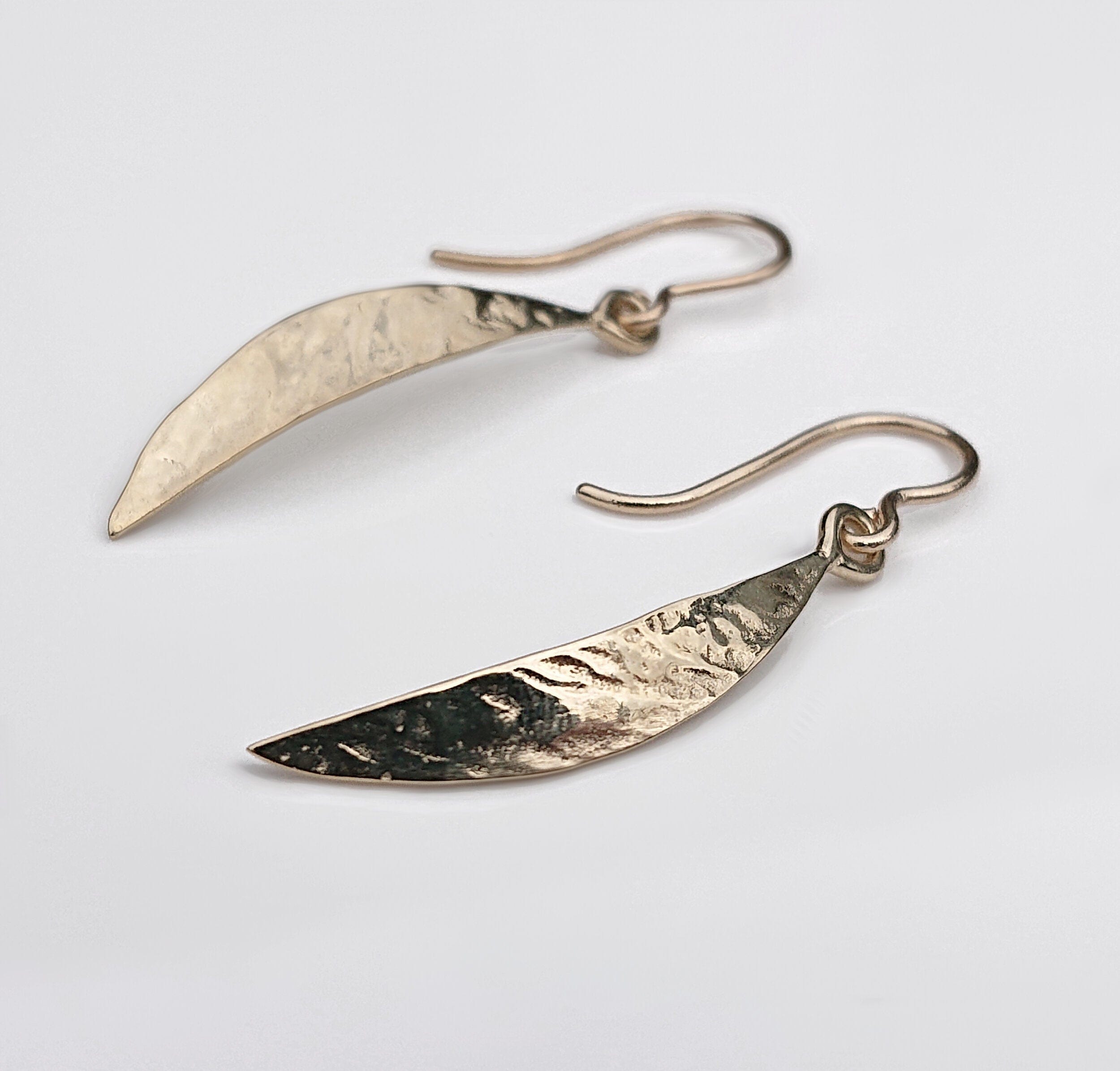 Martina Hamilton Leaf | 9ct Solid Gold Crescent Drop Earrings