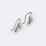 Martina Hamilton Leaf | Sterling Silver and Pearl Drop Earrings Large