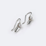 Martina Hamilton Leaf | Sterling Silver and Pearl Drop Earrings Large