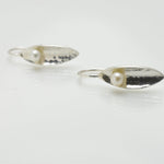 Martina Hamilton Leaf | Sterling Silver and Pearl Drop Earrings Medium