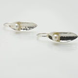 Martina Hamilton Leaf | Sterling Silver and Pearl Drop Earrings Medium
