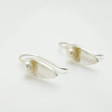 Martina Hamilton Leaf | Sterling Silver and Pearl Drop Earrings Medium