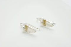 Martina Hamilton Leaf | Sterling Silver and Pearl Drop Earrings Medium
