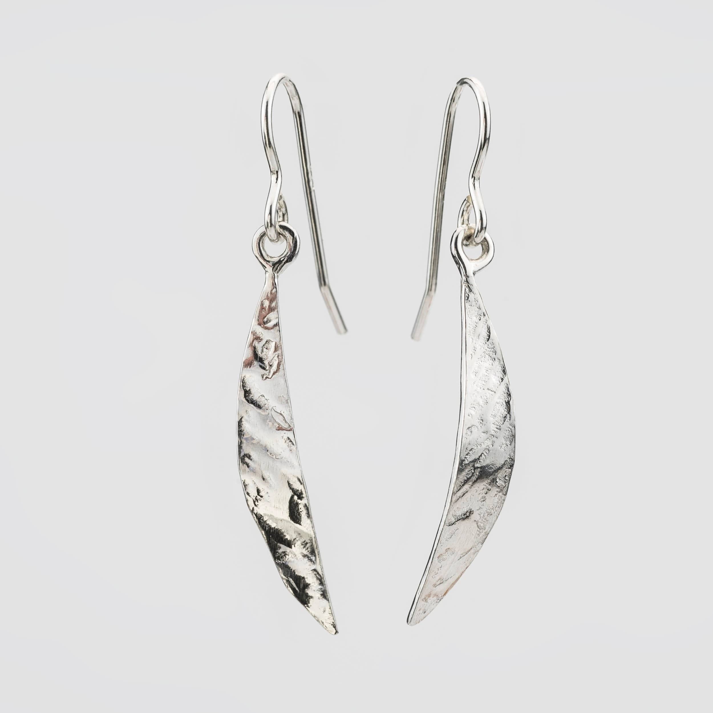 Martina Hamilton Leaf | Sterling Silver Crescent Drop Earrings