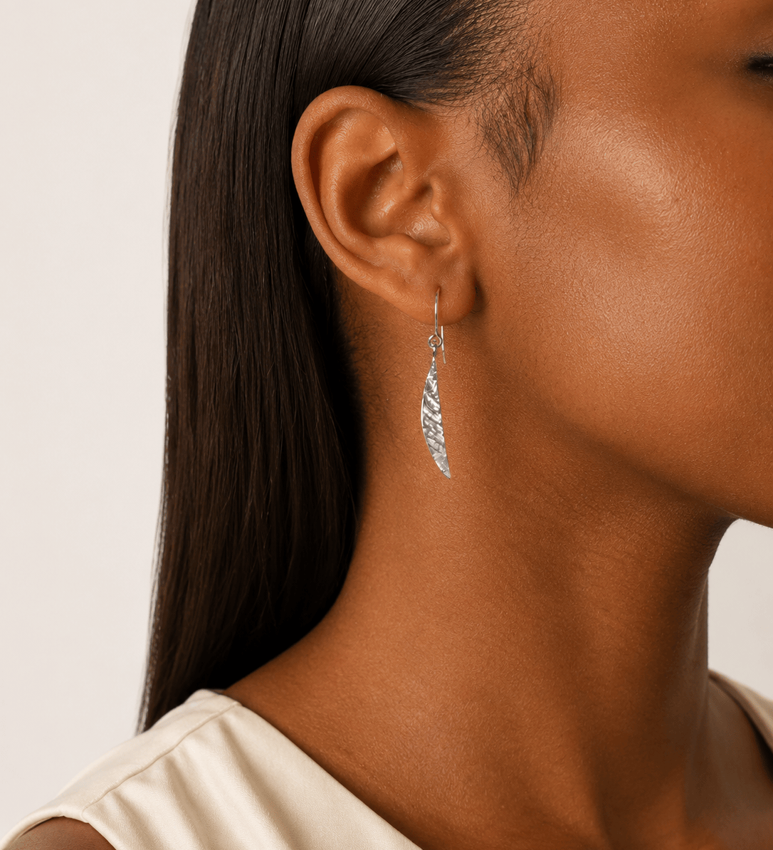 Martina Hamilton Leaf | Sterling Silver Crescent Drop Earrings