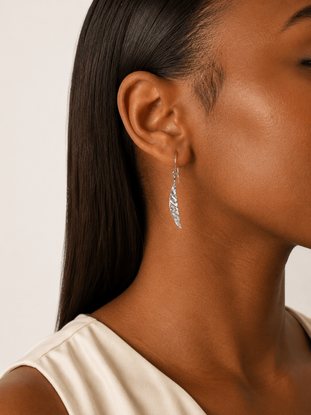 Martina Hamilton Leaf | Sterling Silver Crescent Drop Earrings