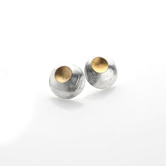 Martina Hamilton Moon Shell | Sterling Silver and 22ct Gold Plated Stud Earrings Small
