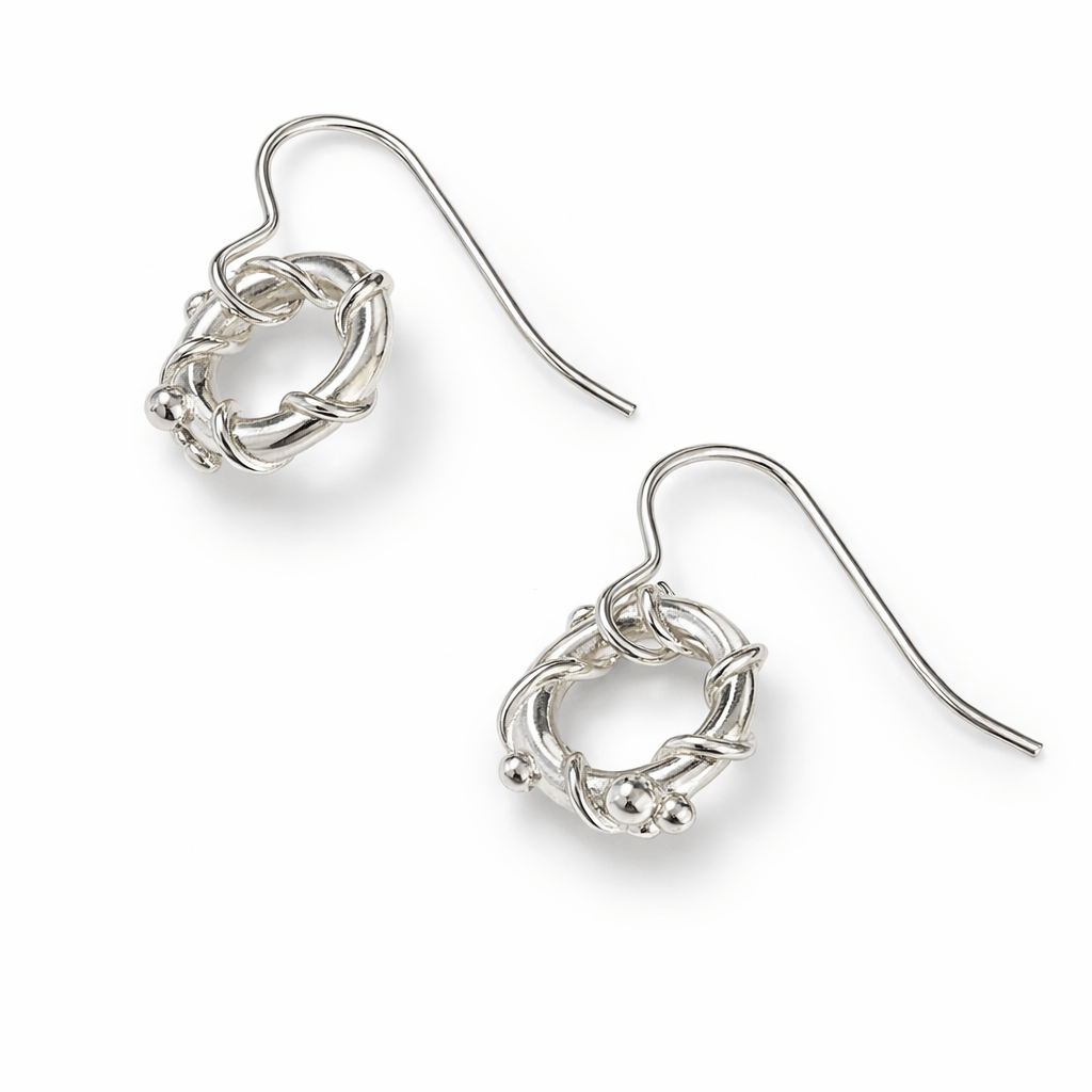 Martina Hamilton Nebula | Sterling Silver Circle Drop Earrings Petite