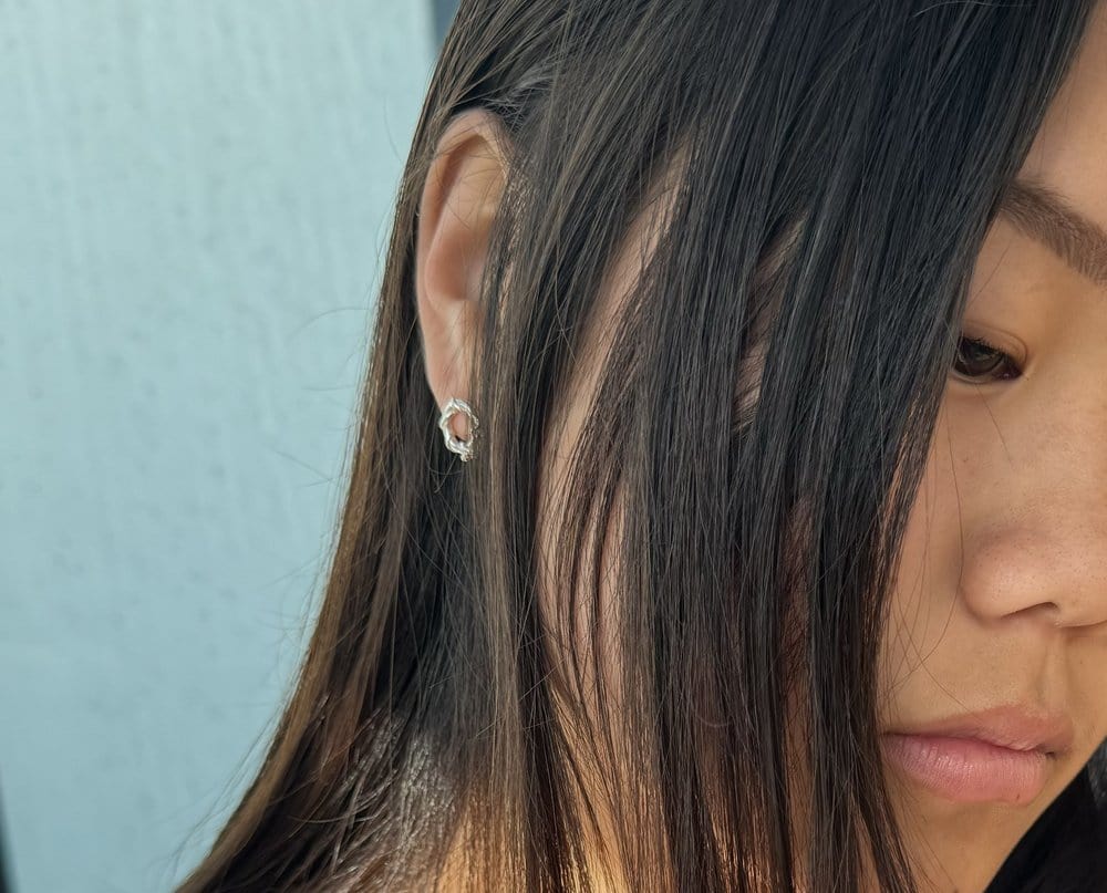Martina Hamilton Nebula | Sterling Silver Circle Stud Earrings Petite
