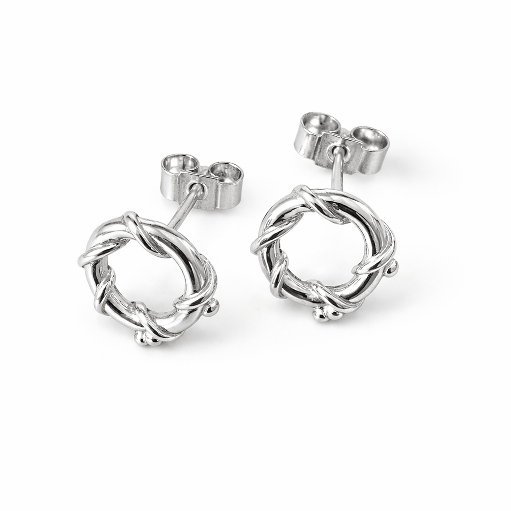 Martina Hamilton Nebula | Sterling Silver Circle Stud Earrings Petite