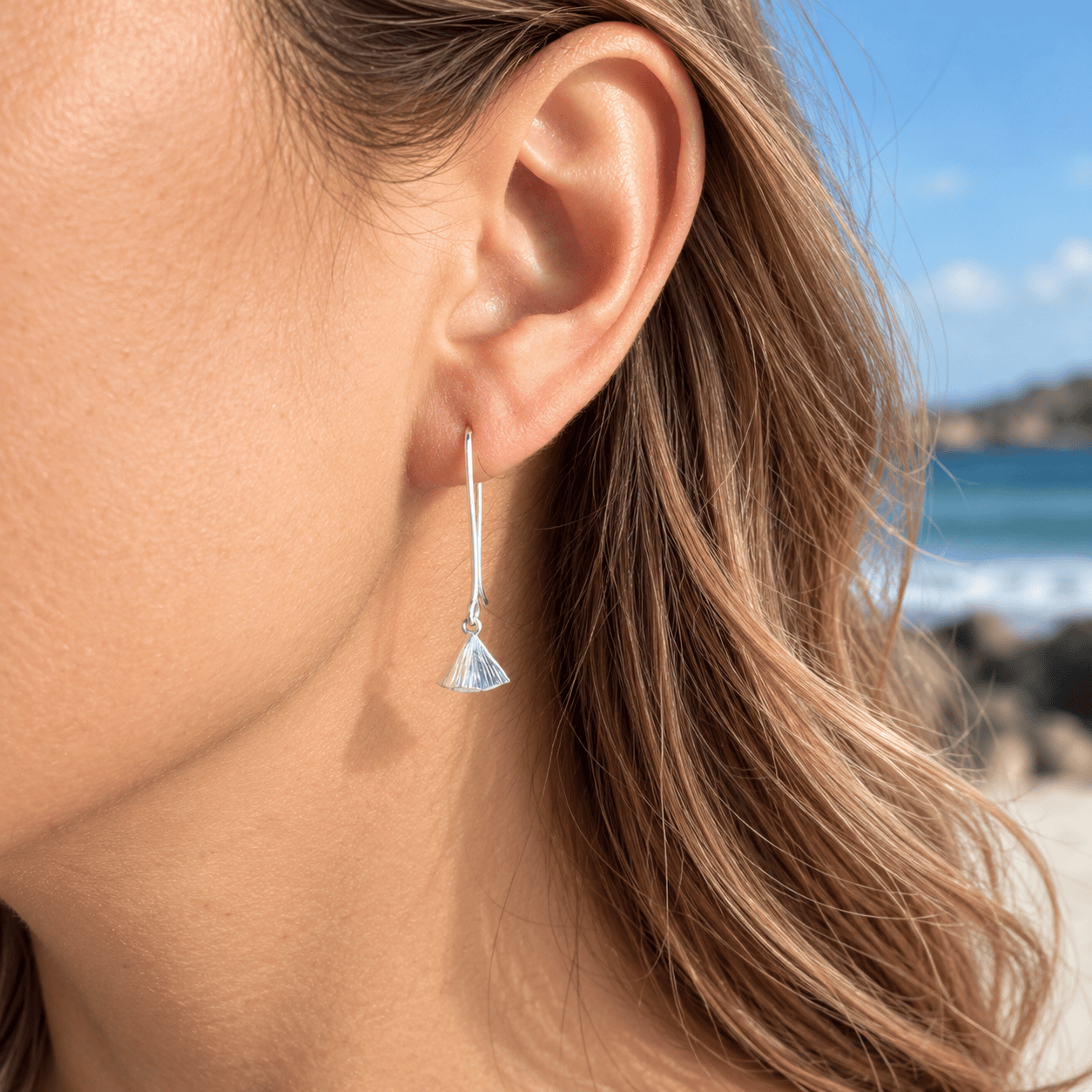 Martina Hamilton Shell Cone | Sterling Silver and 22ct Gold Plated Drop Earrings Long Medium