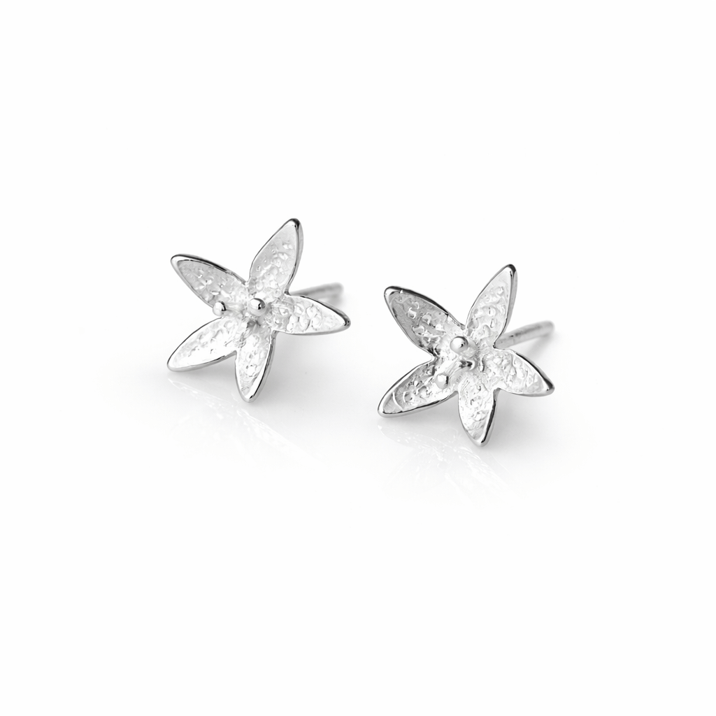 Martina Hamilton Star Flower | Sterling Silver Stud Earrings Petite