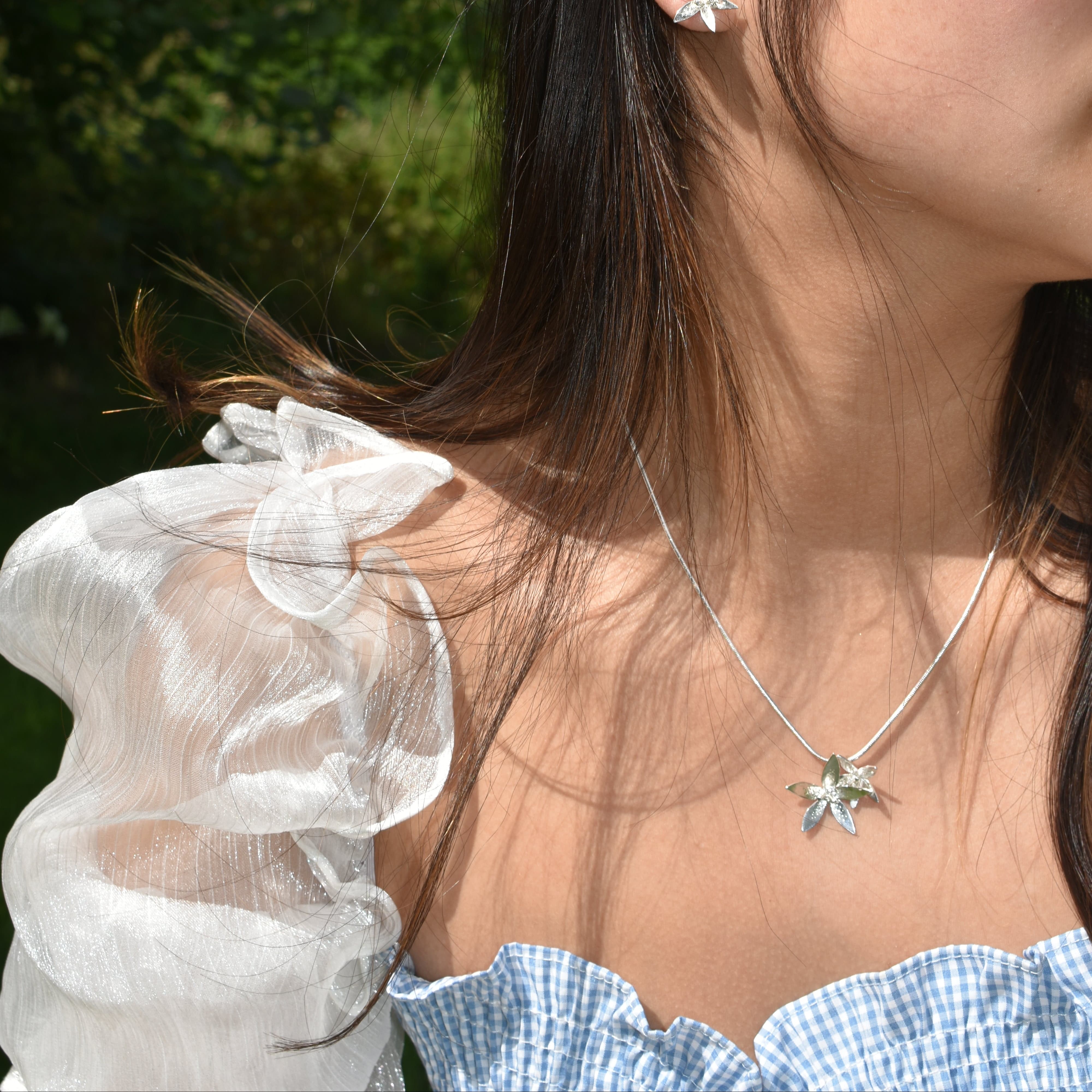 Martina Hamilton Star Flower | Sterling Silver Stud Earrings Petite