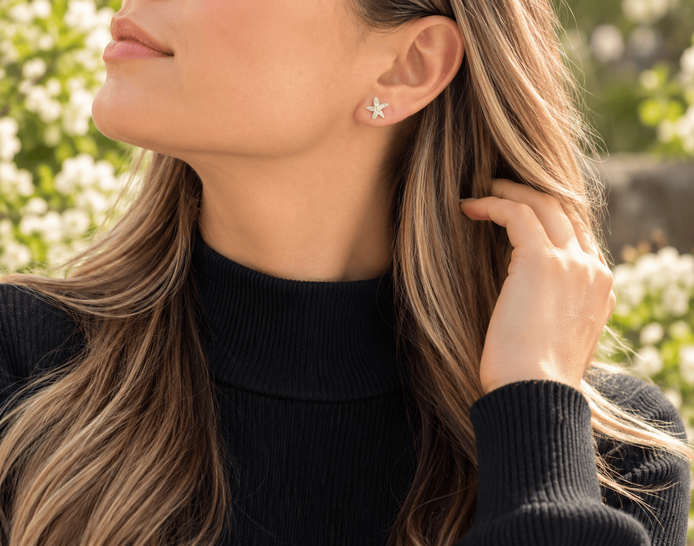 Martina Hamilton Star Flower | Sterling Silver Stud Earrings Petite