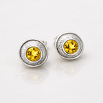 Martina Hamilton Yellow Citrine Blue Moon | Sterling Silver and Semi Precious Stone Stud Earrings Small