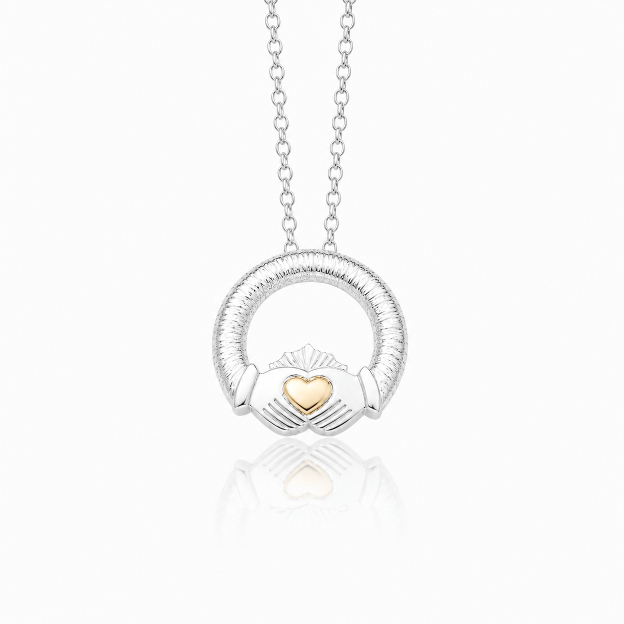 Martina Hamilton Ériu | Claddagh Sterling Silver with Solid Gold Heart Pendant