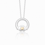 Martina Hamilton Ériu | Claddagh Sterling Silver with Solid Gold Heart Pendant