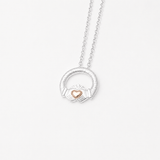Martina Hamilton Ériu | Claddagh Sterling Silver with Solid Rose Gold Heart Pendant