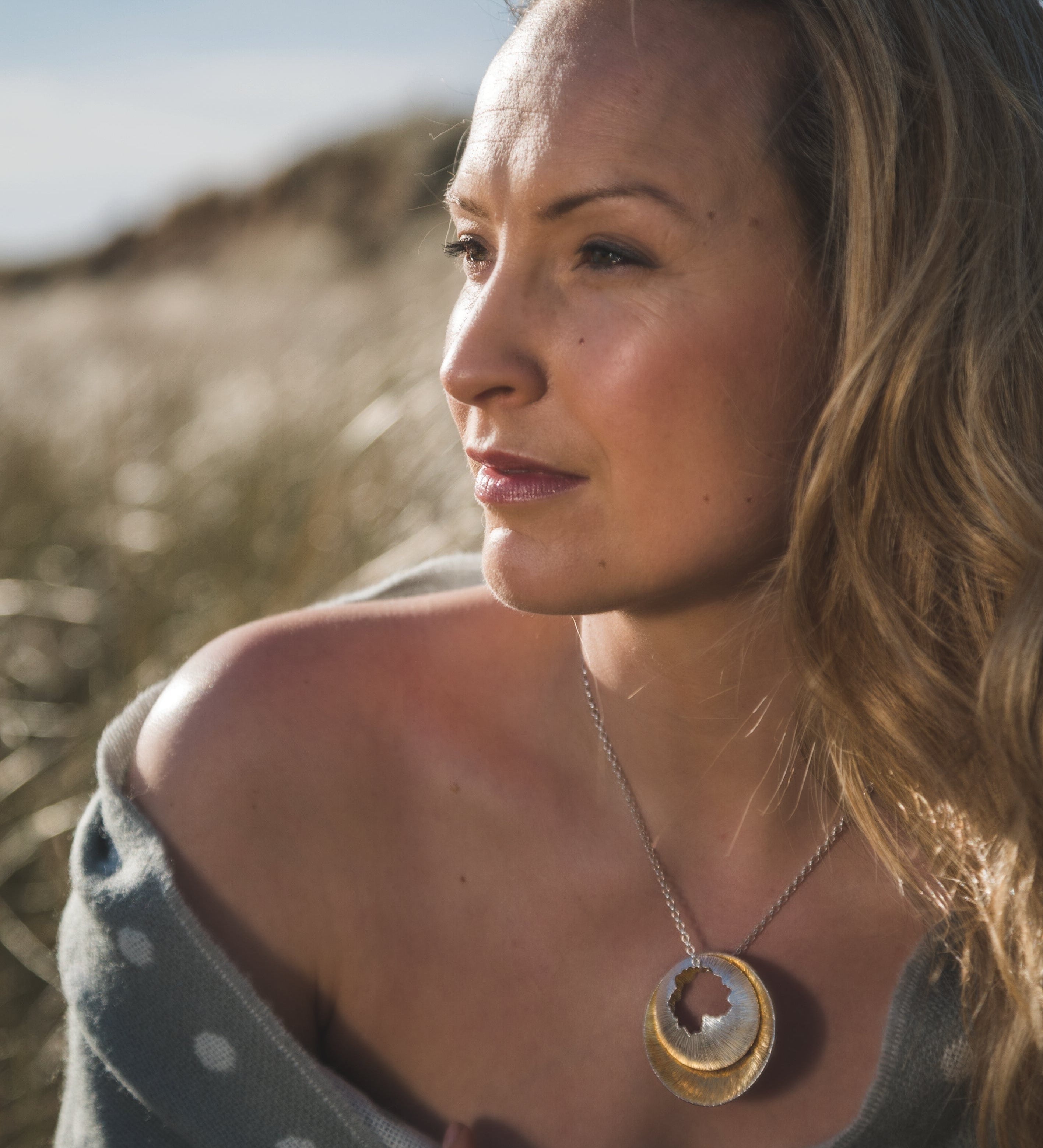 Martina Hamilton Golden Shore | Sterling Silver and 22ct Gold Plated Double Pendant Large