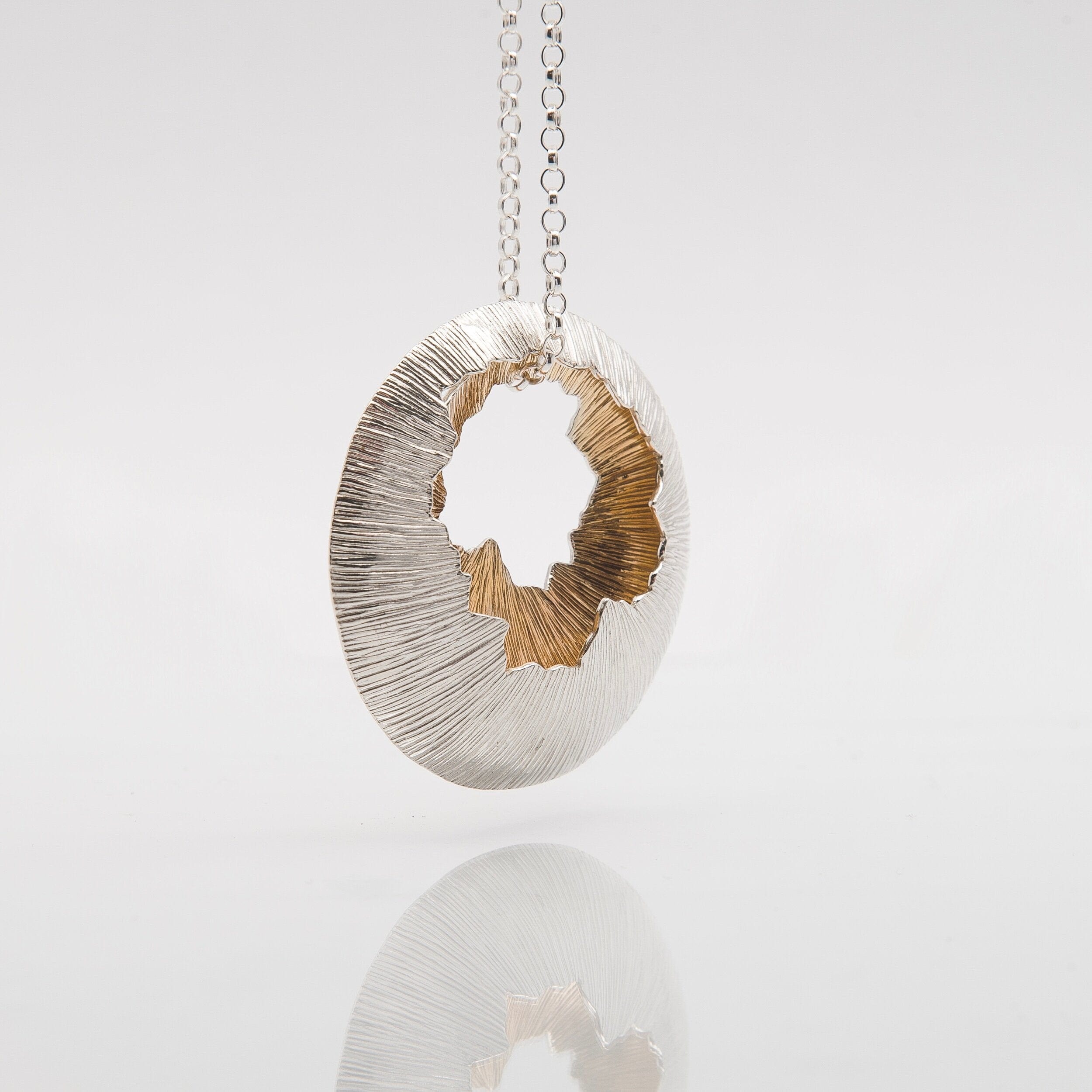 Martina Hamilton Golden Shore | Sterling Silver and 22ct Gold Plated Double Pendant Statement