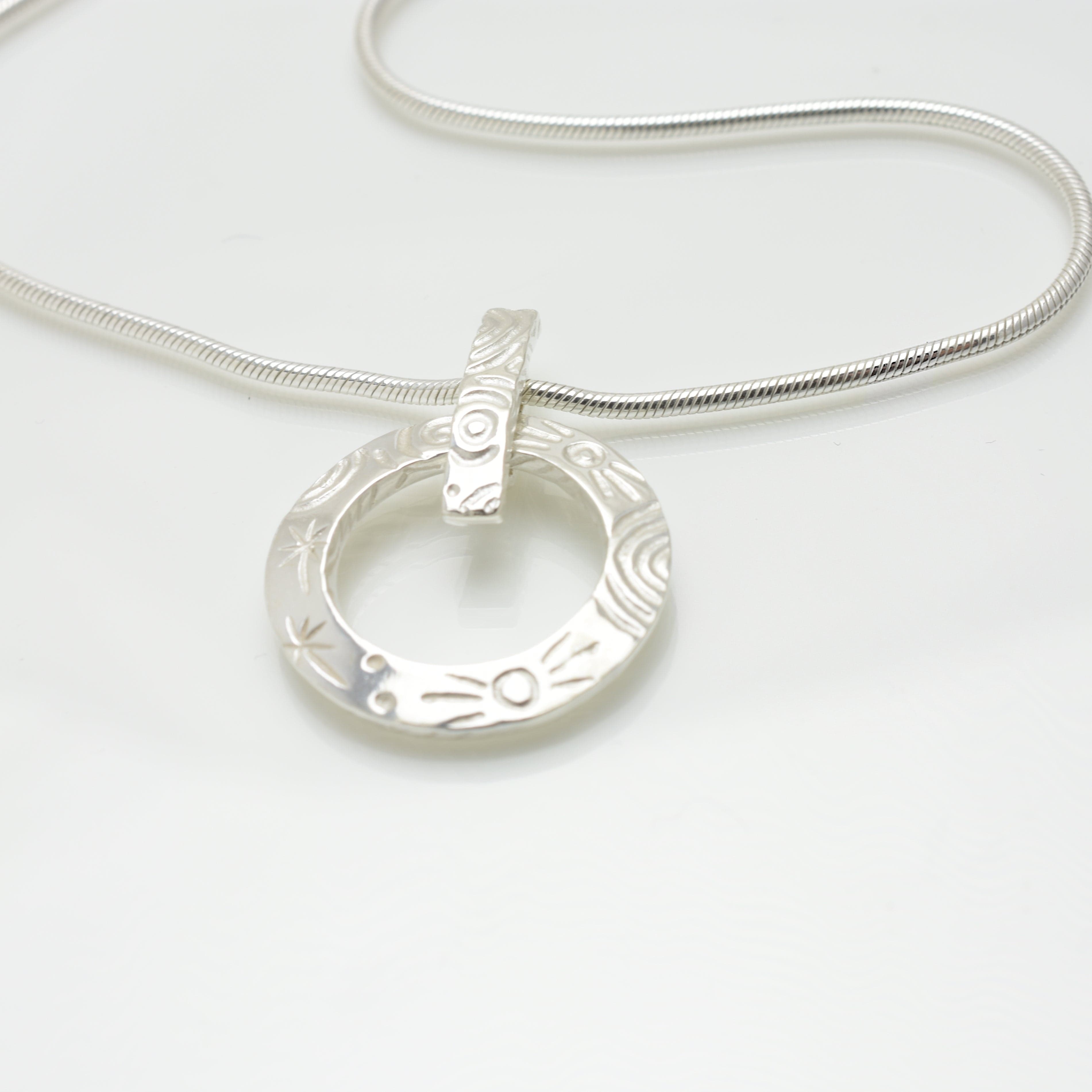 Heaven |Sterling Silver Circle with Bar Pendant by Martina