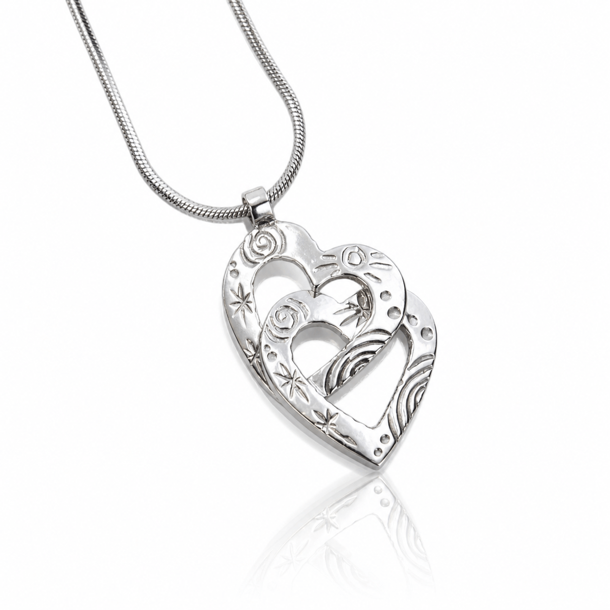 Martina Hamilton Heaven | Sterling Silver Double Heart Pendant Medium