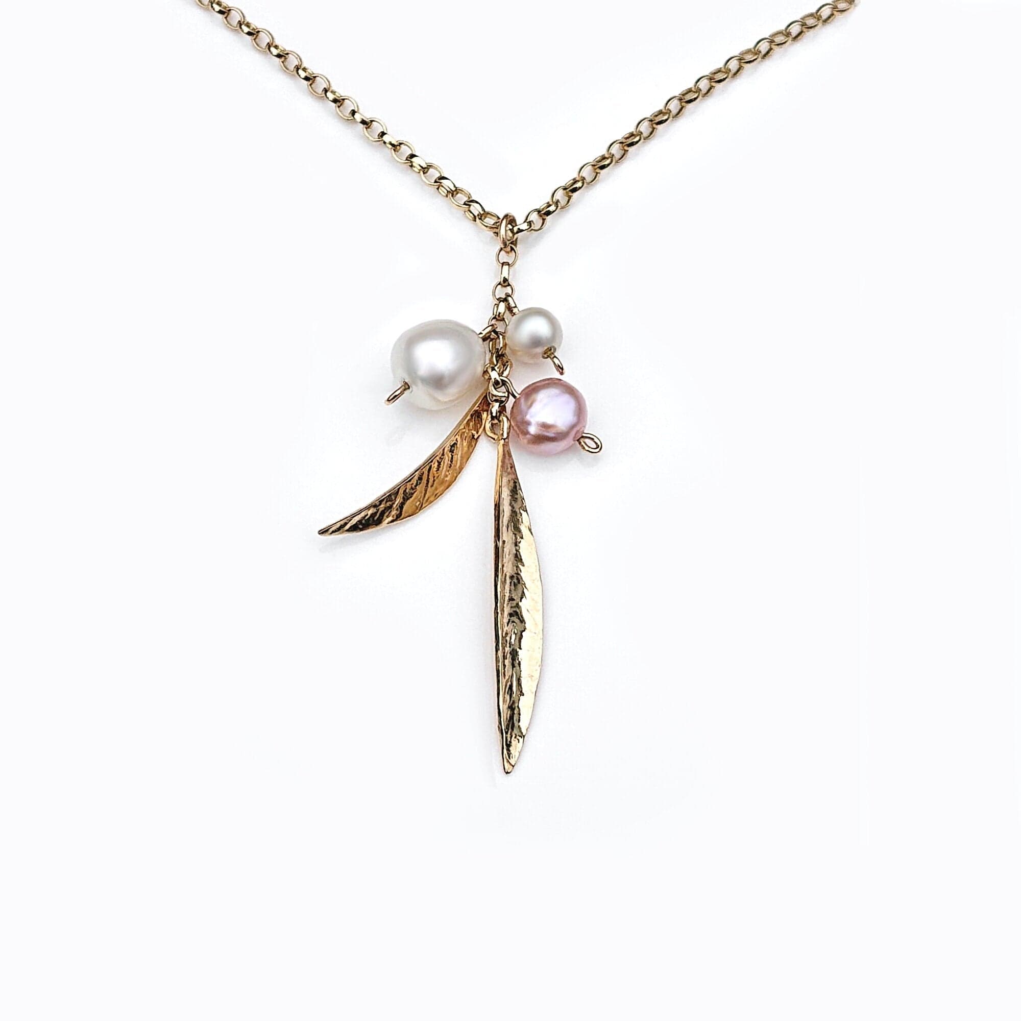 Martina Hamilton Leaf | 9ct Solid Gold and Pearl Cluster Pendant