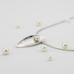Martina Hamilton Leaf | Sterling Silver and Fixed Pearl Pendant