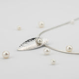 Martina Hamilton Leaf | Sterling Silver and Fixed Pearl Pendant