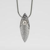 Martina Hamilton Leaf | Sterling Silver and Fixed Pearl Pendant