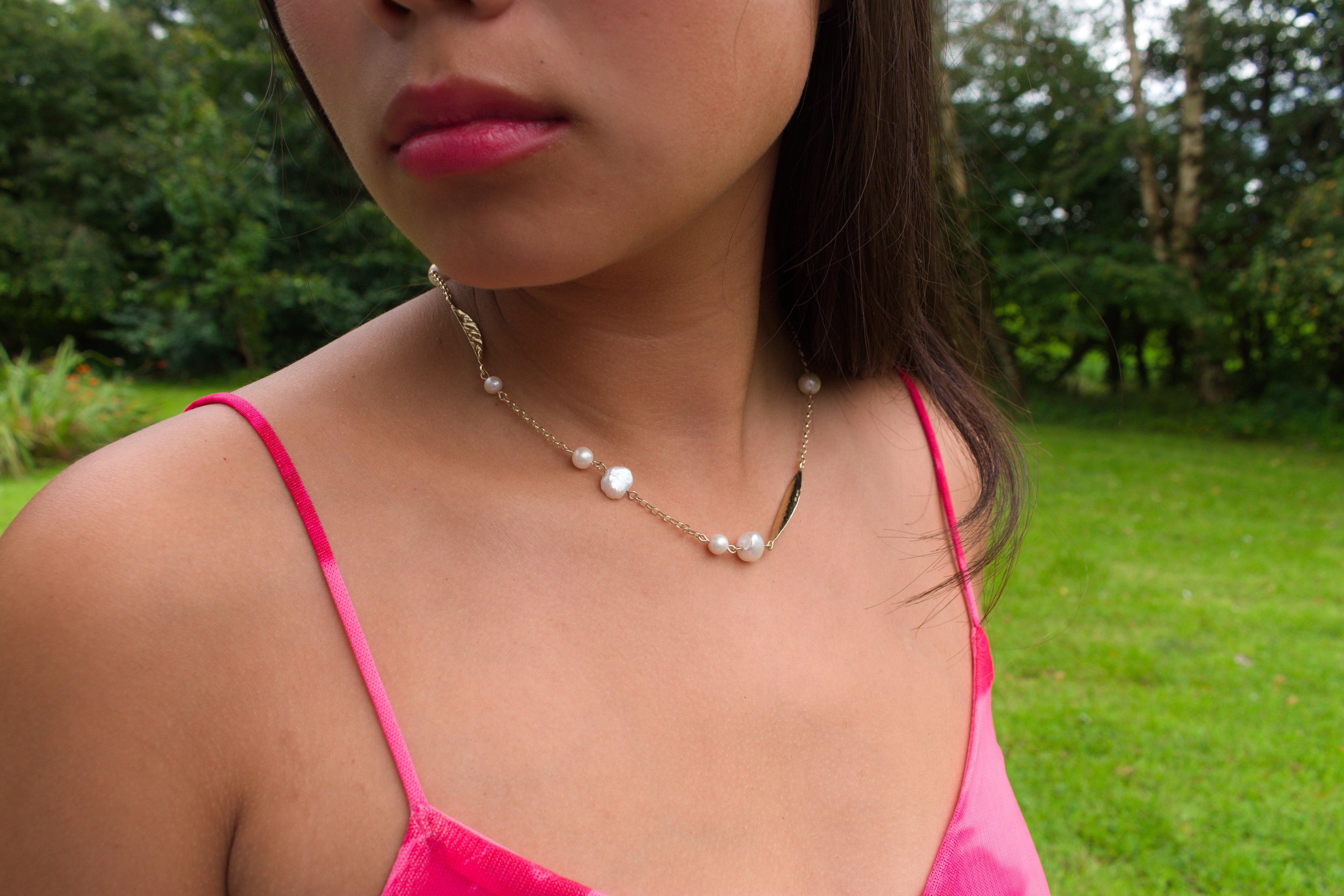 Martina Hamilton Leaf | Sterling Silver and Pearl Necklace
