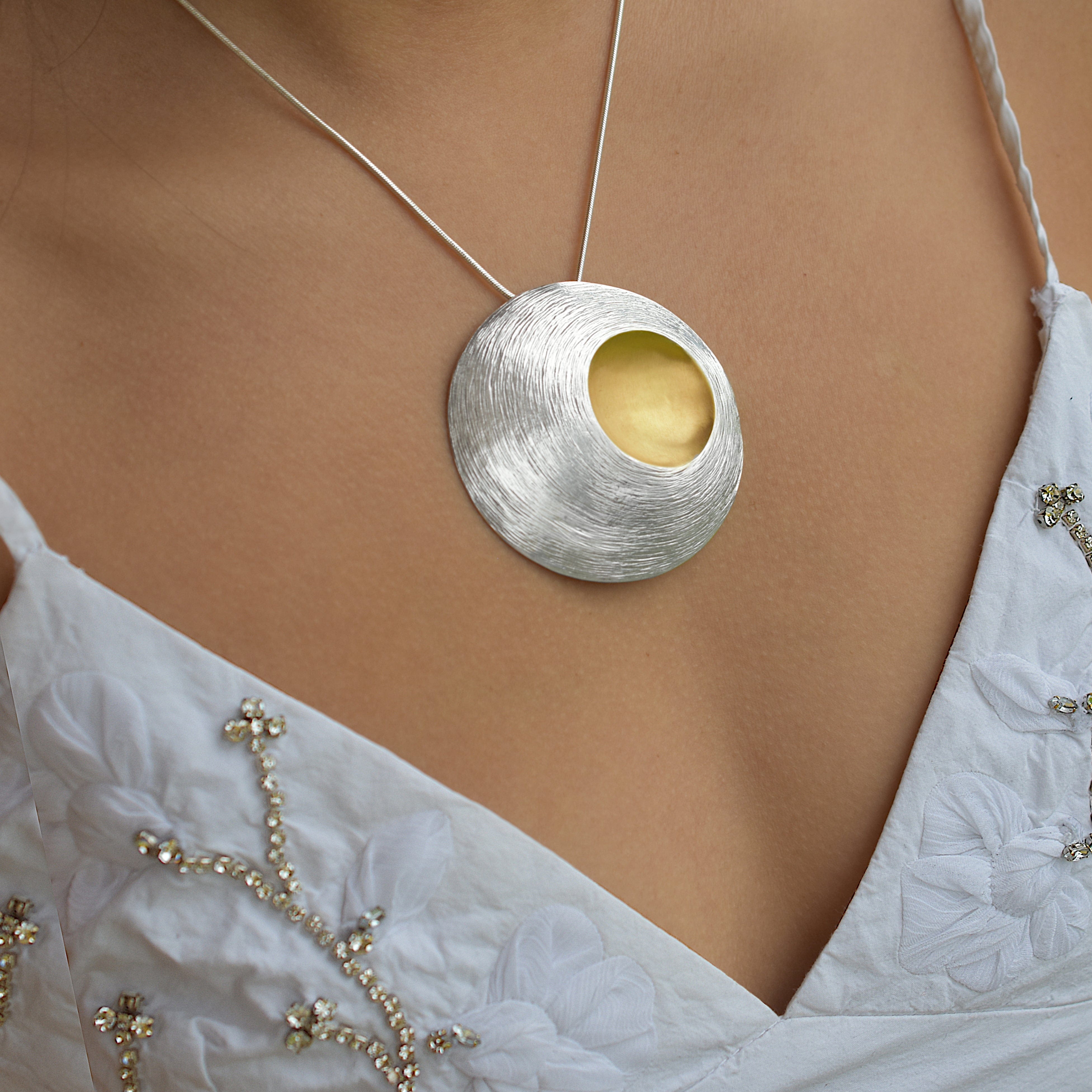 Martina Hamilton Moon Shell | Sterling Silver and 22ct Gold Plated Pendant Signature
