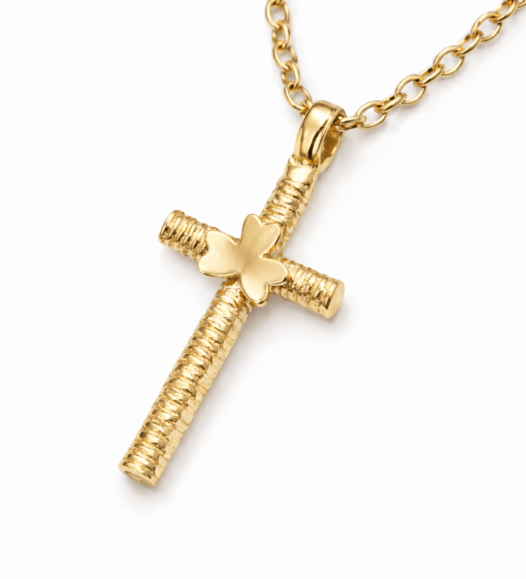 Martina Hamilton Shamrock | 9ct Solid Gold Simple Cross Pendant