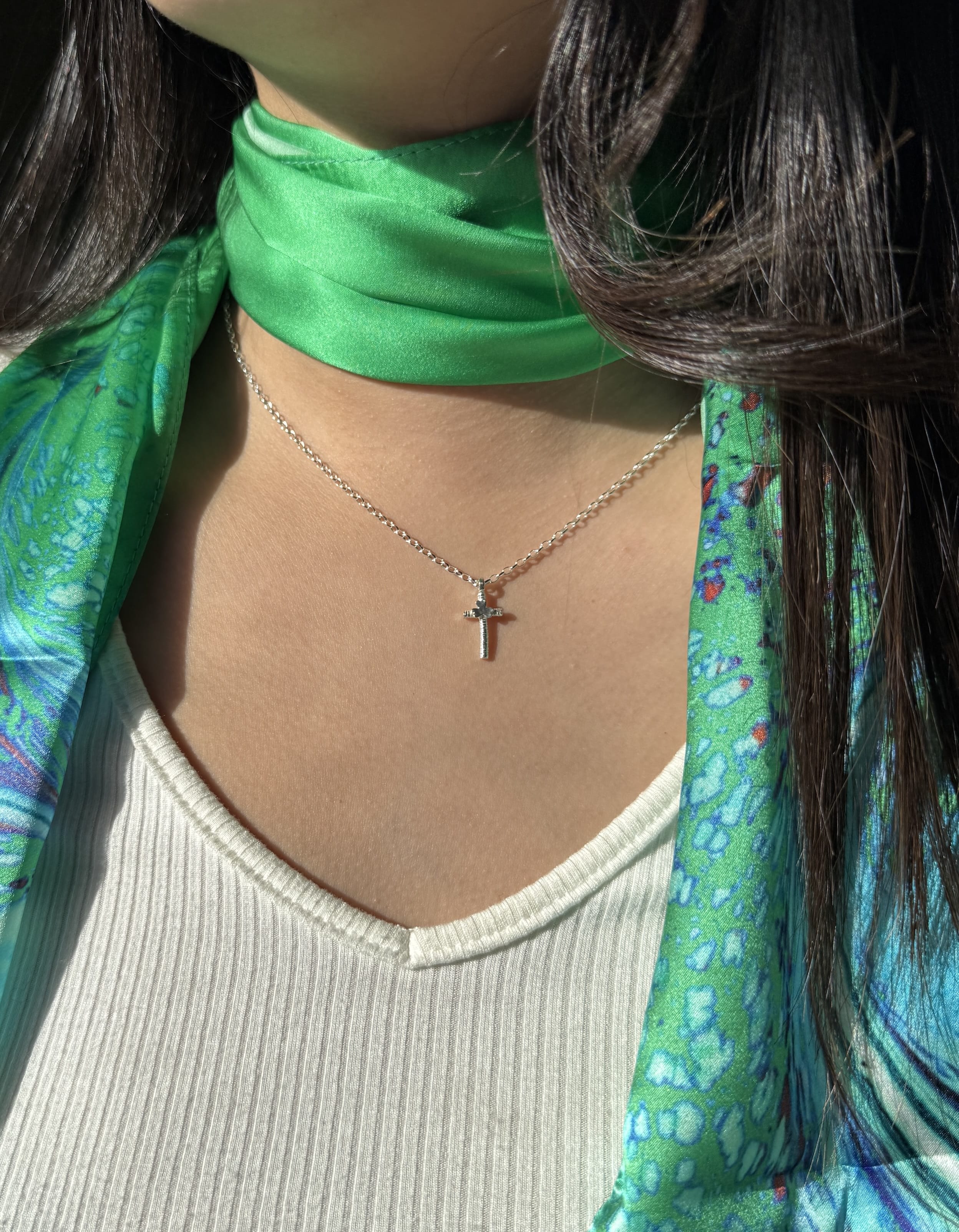 Martina Hamilton Shamrock | Sterling Silver Simple Cross Pendant