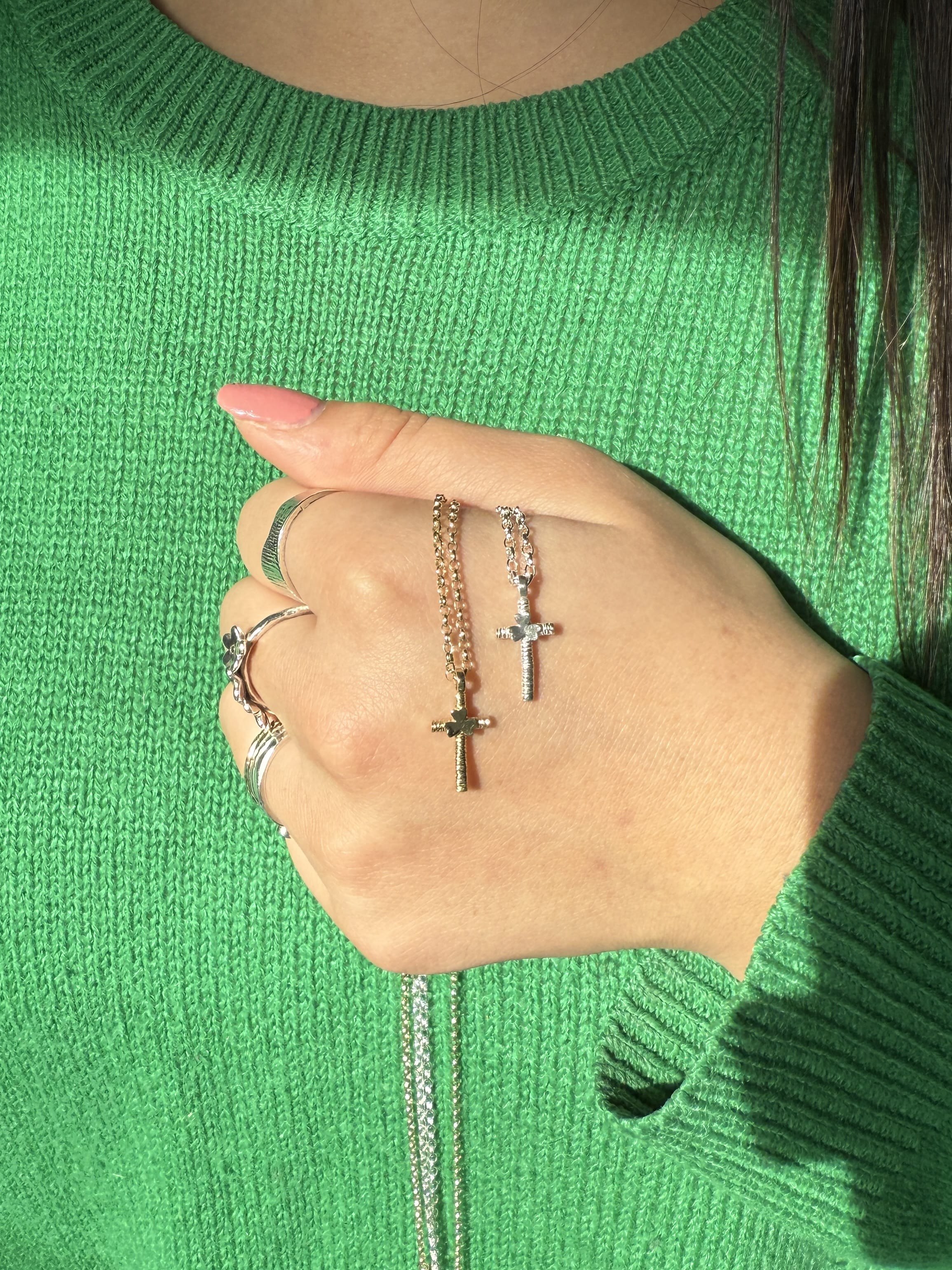 Martina Hamilton Shamrock | Sterling Silver Simple Cross Pendant