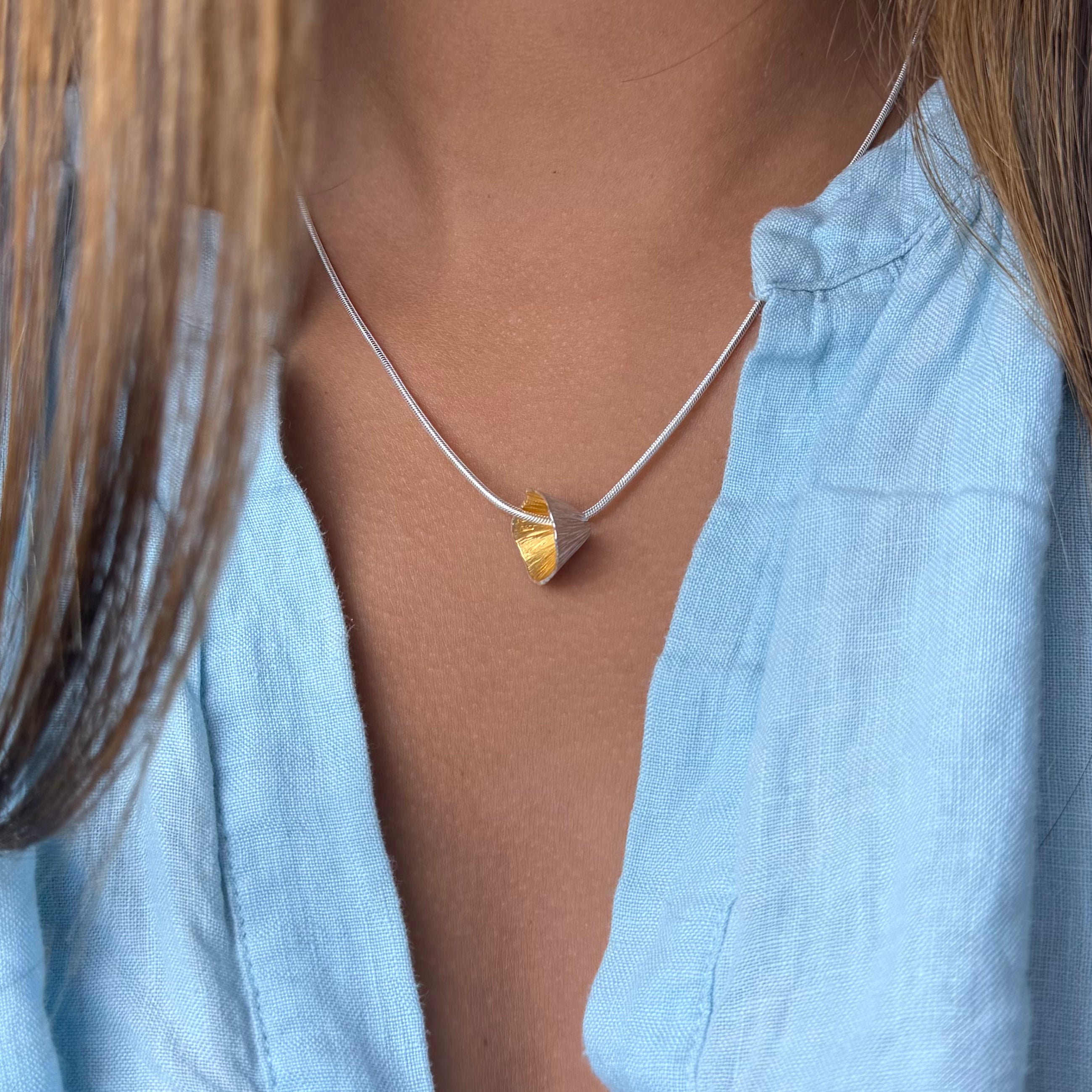 Martina Hamilton Shell Cone | Sterling Silver and 22ct Gold Plated Pendant Petite