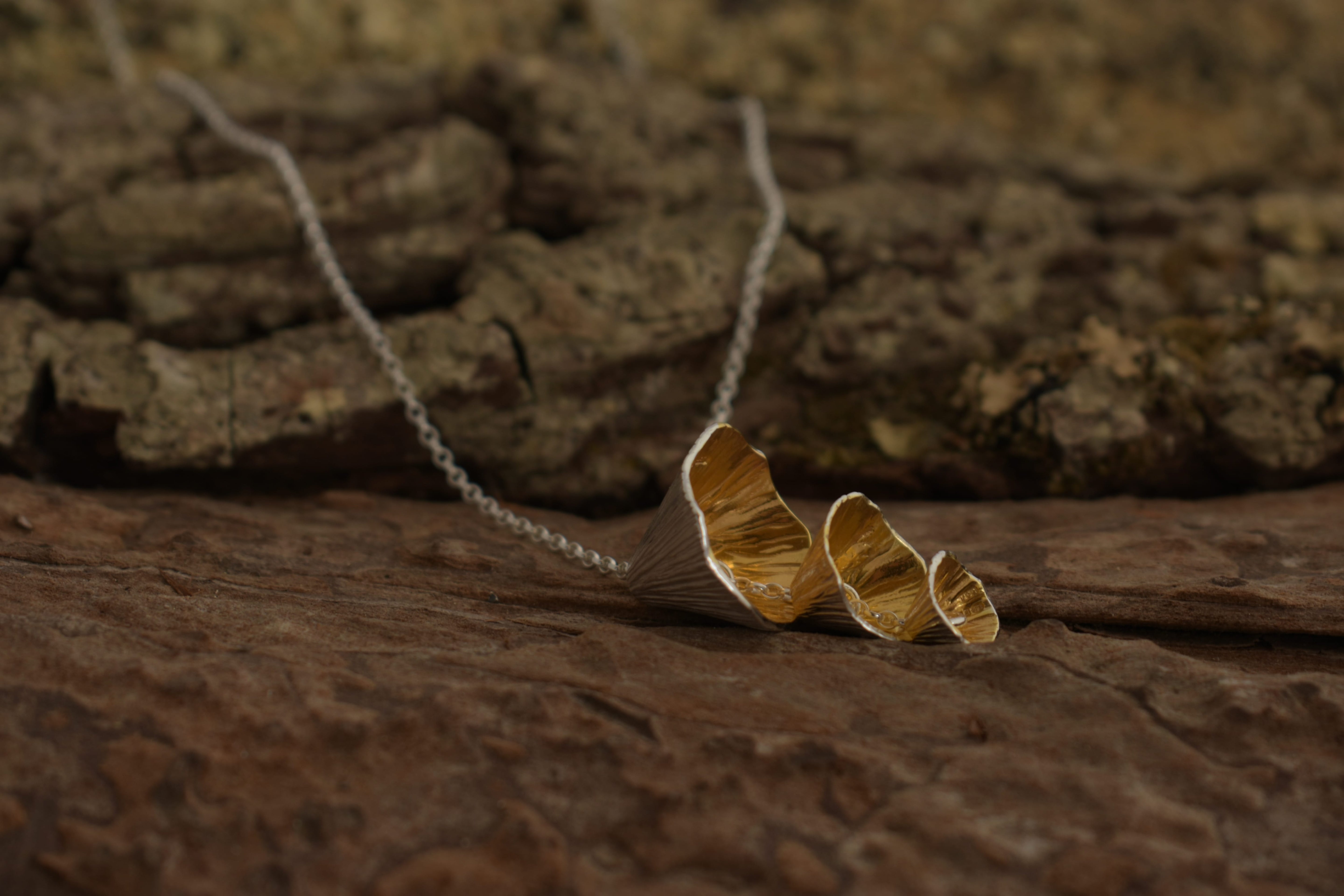 Martina Hamilton Shell Cone | Sterling Silver and 22ct Gold Plated Triple Pendant Statement