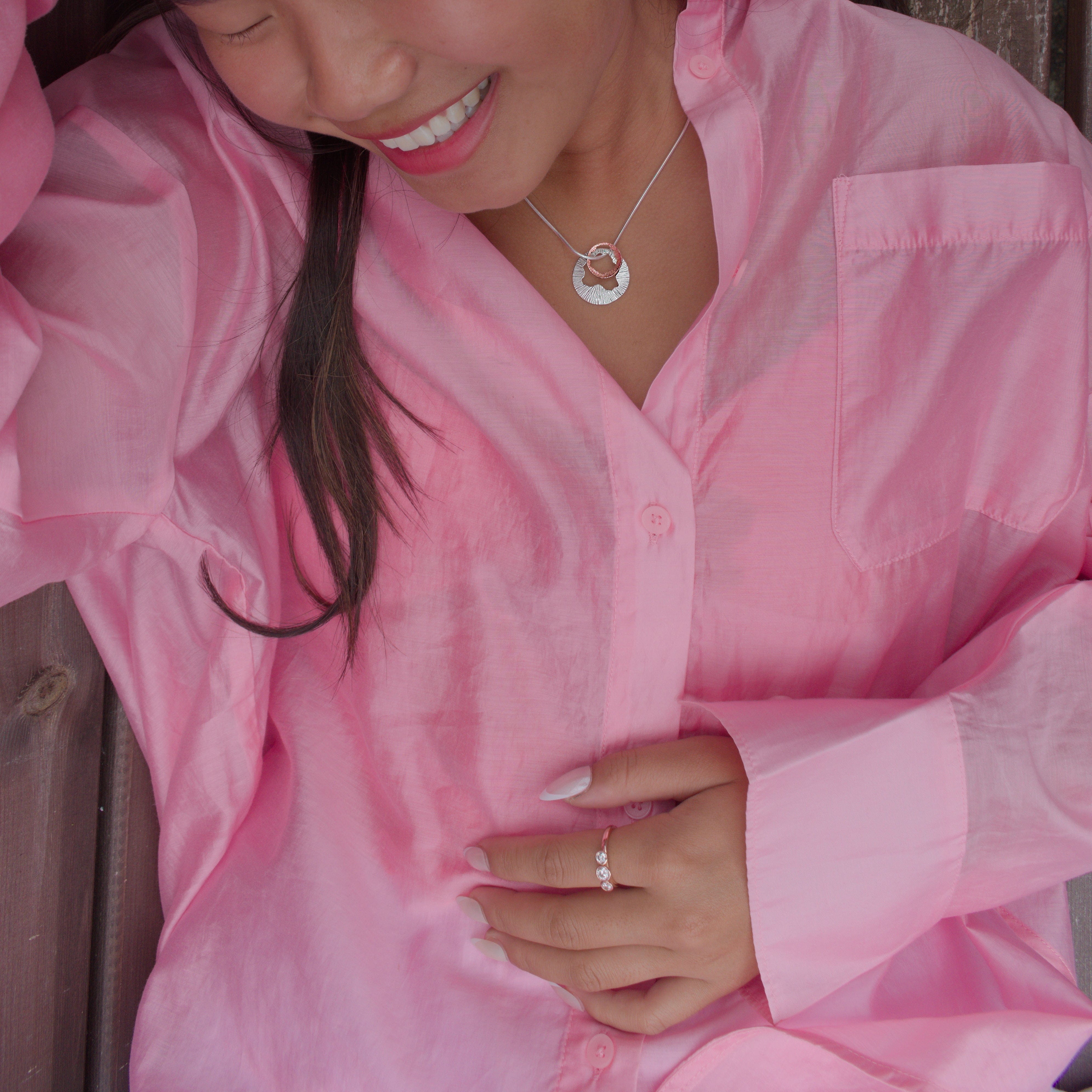 Martina Hamilton Shell | Sterling Silver and 10ct Solid Rose Gold Pendant Medium