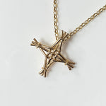 Martina Hamilton St. Brigid Cross | 9ct Solid Gold Woven Reed Pendant Small
