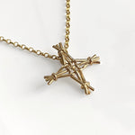 Martina Hamilton St. Brigid Cross | 9ct Solid Gold Woven Reed Pendant Small