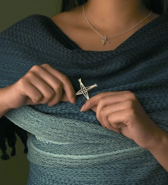Martina Hamilton St. Brigid Cross | Sterling Silver Woven Reed Brooch Signature