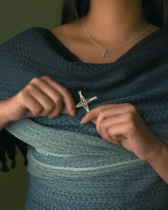 Martina Hamilton St. Brigid Cross | Sterling Silver Woven Reed Brooch Signature